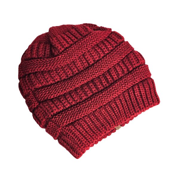 FURTALK Wine Red Slouchy Fleece Lined Knit Winter Beanie | NWOT - Picture 5 of 5